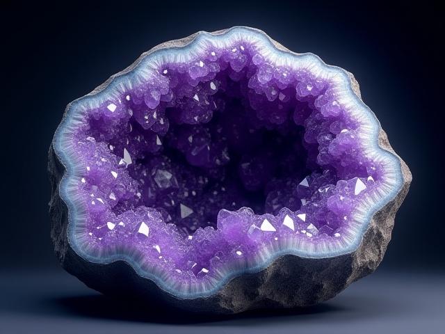 Larawan ng isang malaking, detalyadong render ng amethyst geode