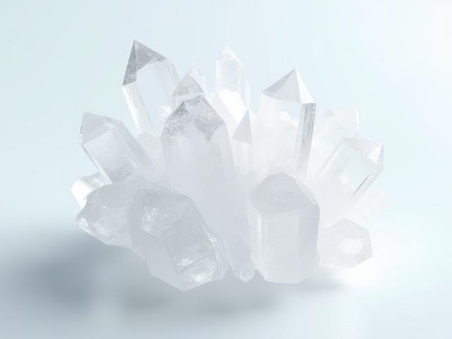 Detalyadong 3D render ng complex quartz crystal formations